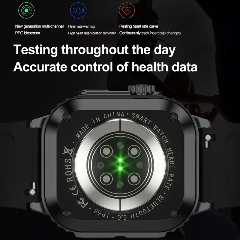Relógio Inteligente Impermeável para Homem, Bluetooth Call Smartwatch, Pressão Arterial, GPS, Trajetória de Movimento, Militar, Android, IOS, 2023