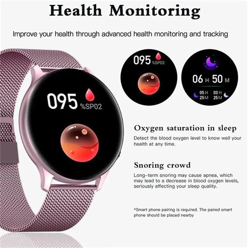 Smartwatch senhoras frequência cardíaca pressão arterial personalizado dial esporte relógio de fitness homem mulher à prova