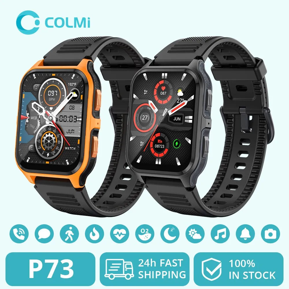 COLMI-P73 Relógio inteligente militar ao ar livre para homens, chamada bluetooth, smartwatch para xiaomi, android, ios, ip68 relógio de fitness impermeável, 1.9"